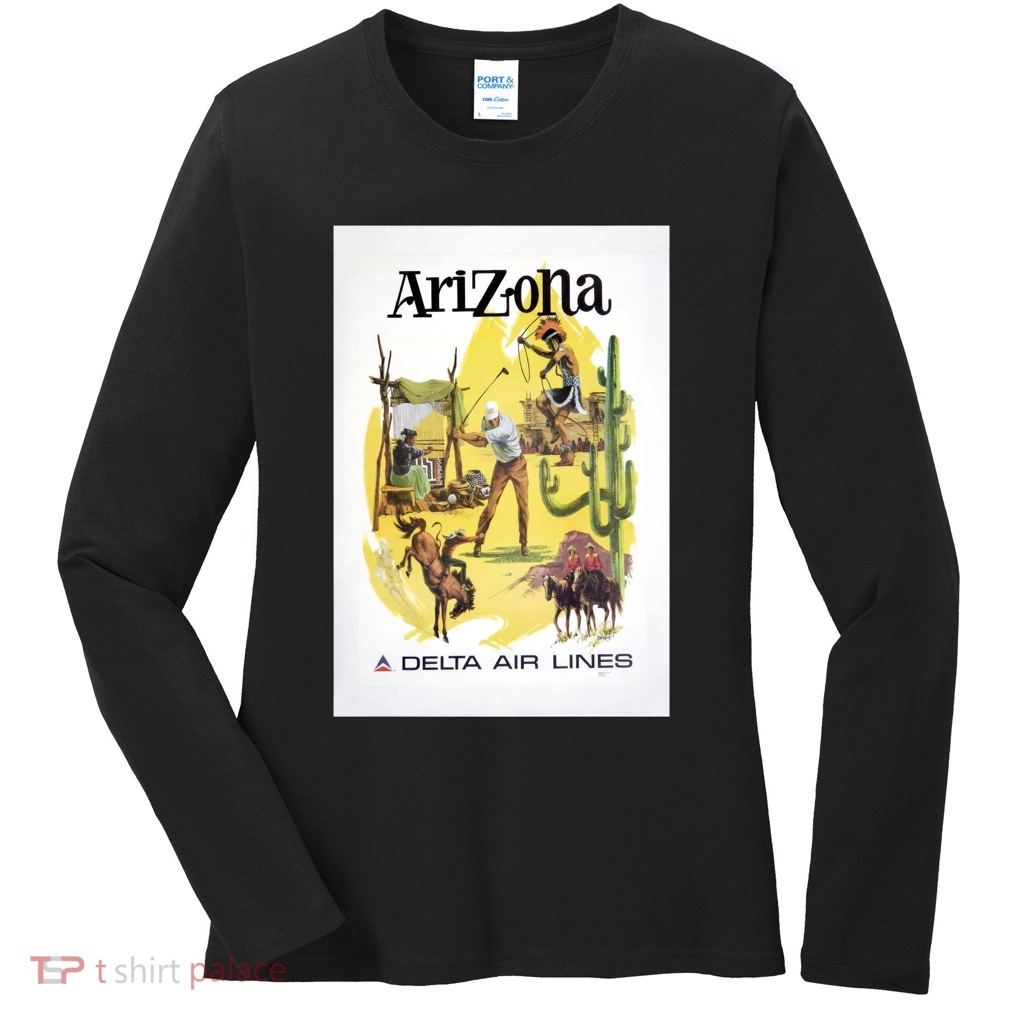 Arizona Vintage Travel Poster Ladies Long Sleeve Shirt
