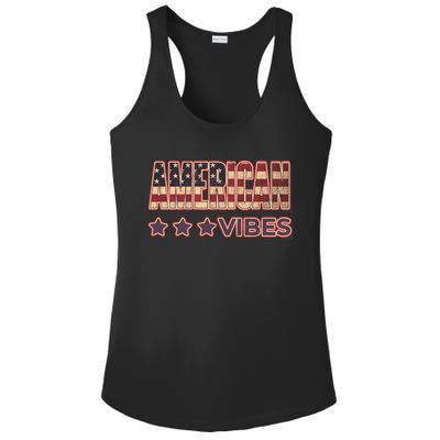 America Vibes Usa Flag 4th July American Red White Blue Star Gift Ladies PosiCharge Competitor Racerback Tank