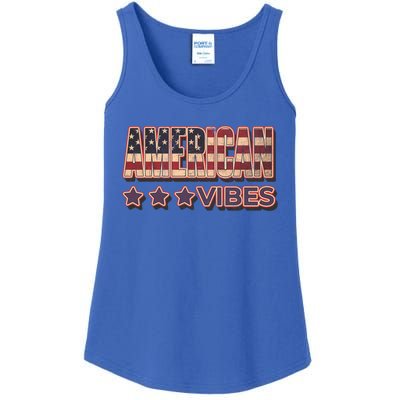 America Vibes Usa Flag 4th July American Red White Blue Star Gift Ladies Essential Tank