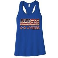 America Vibes Usa Flag 4th July American Red White Blue Star Gift Women's Racerback Tank