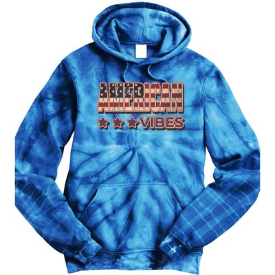 America Vibes Usa Flag 4th July American Red White Blue Star Gift Tie Dye Hoodie