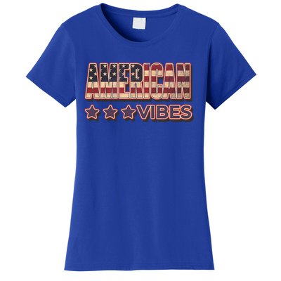 America Vibes Usa Flag 4th July American Red White Blue Star Gift Women's T-Shirt