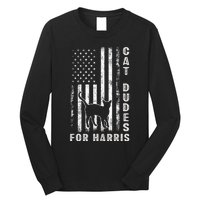 America Vote Usa Flag Cat Dudes For Kamala Harris Vote 2024 Long Sleeve Shirt