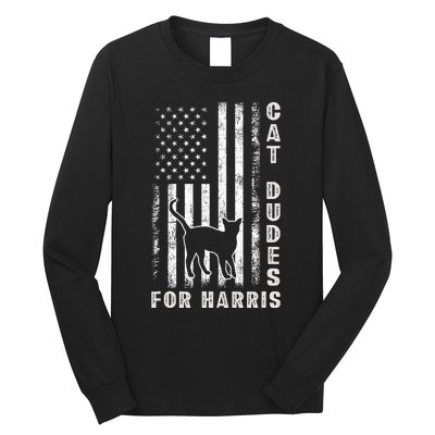 America Vote Usa Flag Cat Dudes For Kamala Harris Vote 2024 Long Sleeve Shirt