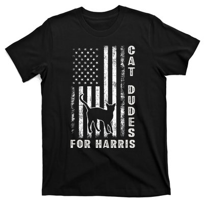 America Vote Usa Flag Cat Dudes For Kamala Harris Vote 2024 T-Shirt