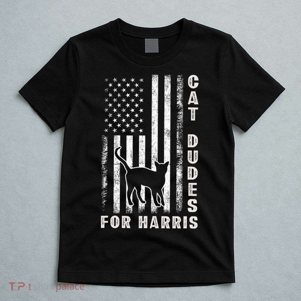 America Vote Usa Flag Cat Dudes For Kamala Harris Vote 2024 T-Shirt