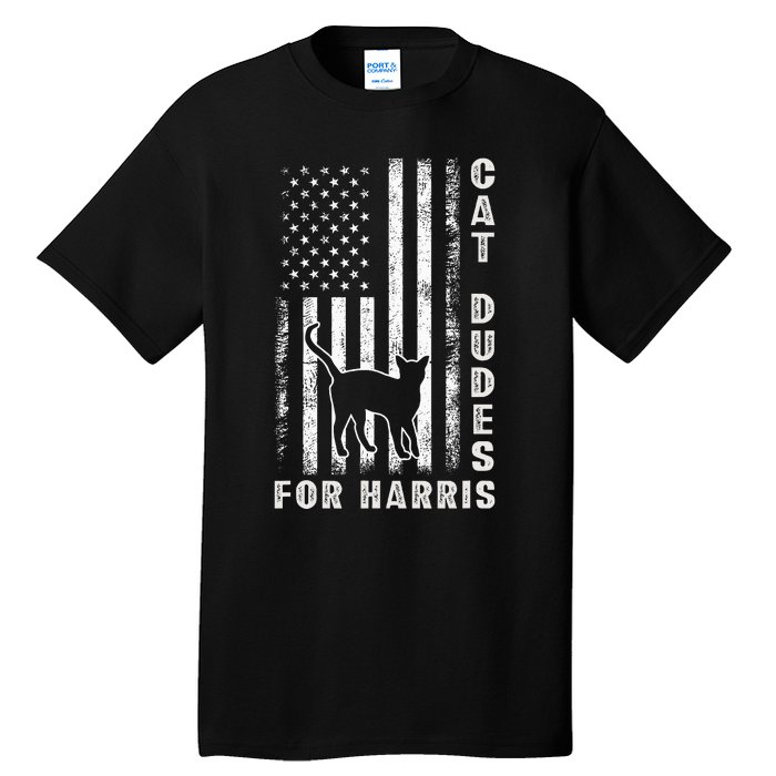 America Vote Usa Flag Cat Dudes For Kamala Harris Vote 2024 Tall T-Shirt