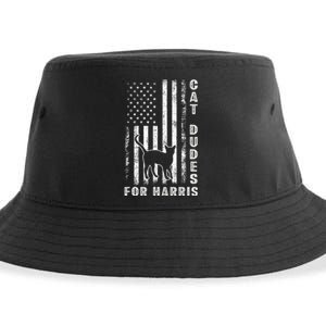 America Vote Usa Flag Cat Dudes For Kamala Harris Vote 2024 Sustainable Bucket Hat