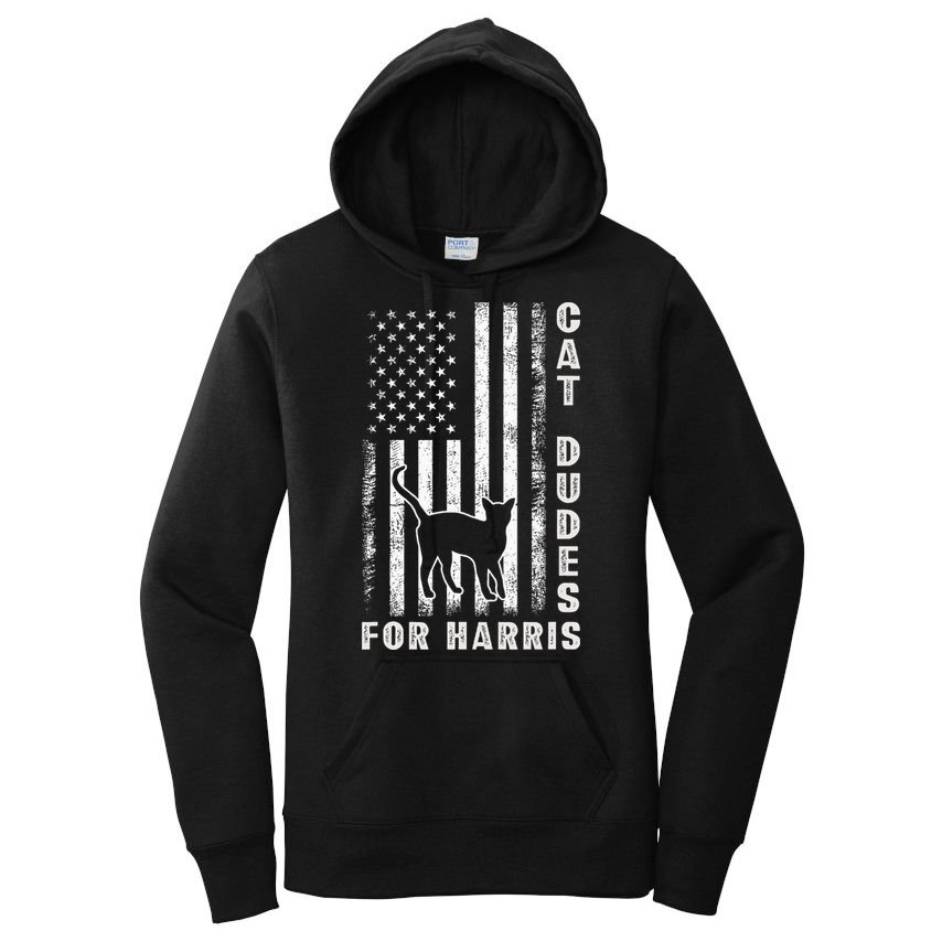 America Vote Usa Flag Cat Dudes For Kamala Harris Vote 2024 Women's Pullover Hoodie