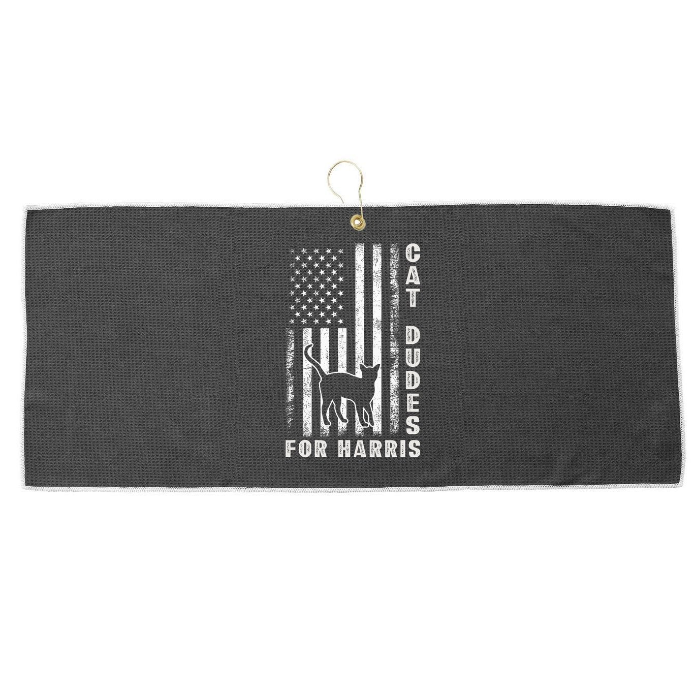 America Vote Usa Flag Cat Dudes For Kamala Harris Vote 2024 Large Microfiber Waffle Golf Towel