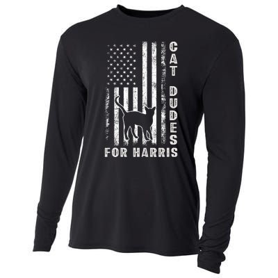 America Vote Usa Flag Cat Dudes For Kamala Harris Vote 2024 Cooling Performance Long Sleeve Crew