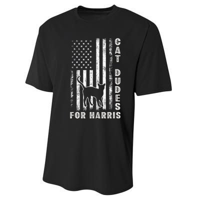 America Vote Usa Flag Cat Dudes For Kamala Harris Vote 2024 Performance Sprint T-Shirt