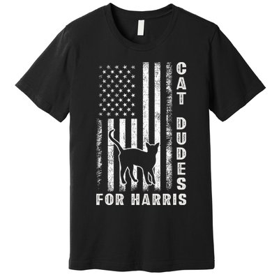 America Vote Usa Flag Cat Dudes For Kamala Harris Vote 2024 Premium T-Shirt