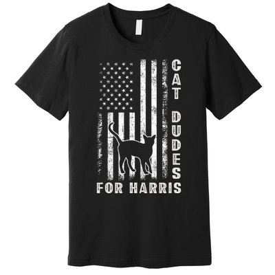 America Vote Usa Flag Cat Dudes For Kamala Harris Vote 2024 Premium T-Shirt