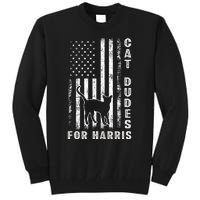 America Vote Usa Flag Cat Dudes For Kamala Harris Vote 2024 Tall Sweatshirt