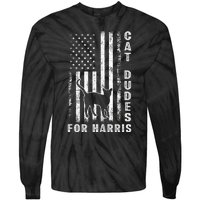 America Vote Usa Flag Cat Dudes For Kamala Harris Vote 2024 Tie-Dye Long Sleeve Shirt