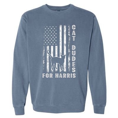 America Vote Usa Flag Cat Dudes For Kamala Harris Vote 2024 Garment-Dyed Sweatshirt