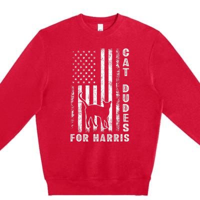 America Vote Usa Flag Cat Dudes For Kamala Harris Vote 2024 Premium Crewneck Sweatshirt