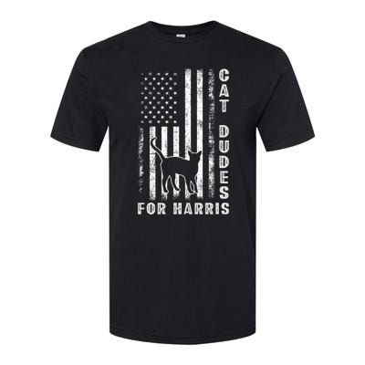 America Vote Usa Flag Cat Dudes For Kamala Harris Vote 2024 Softstyle CVC T-Shirt