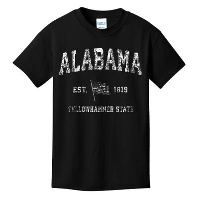 Alabama Vintage Us Flag Sports Design Kids T-Shirt