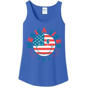 America Vibes Usa Flag 4th Of July American Face Smile Retro Cool Gift Ladies Essential Tank