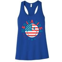 America Vibes Usa Flag 4th Of July American Face Smile Retro Cool Gift Women's Racerback Tank