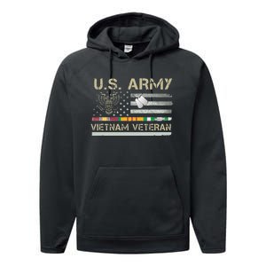 Army Vietnam Veteran USA Flag Veteran Vietnam Army Performance Fleece Hoodie