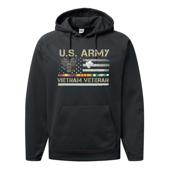 Army Vietnam Veteran USA Flag Veteran Vietnam Army Performance Fleece Hoodie