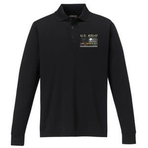 Army Vietnam Veteran USA Flag Veteran Vietnam Army Performance Long Sleeve Polo