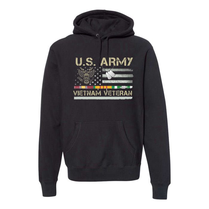 Army Vietnam Veteran USA Flag Veteran Vietnam Army Premium Hoodie