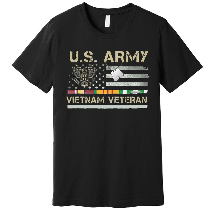 Army Vietnam Veteran USA Flag Veteran Vietnam Army Premium T-Shirt