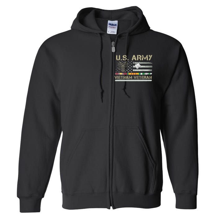 Army Vietnam Veteran USA Flag Veteran Vietnam Army Full Zip Hoodie