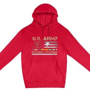 Army Vietnam Veteran USA Flag Veteran Vietnam Army Premium Pullover Hoodie