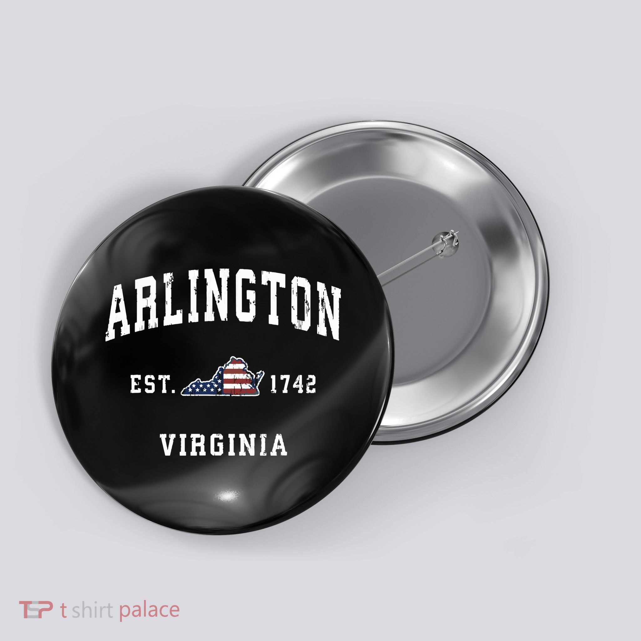 Arlington Virginia Va Vintage American Flag Sports Design Button