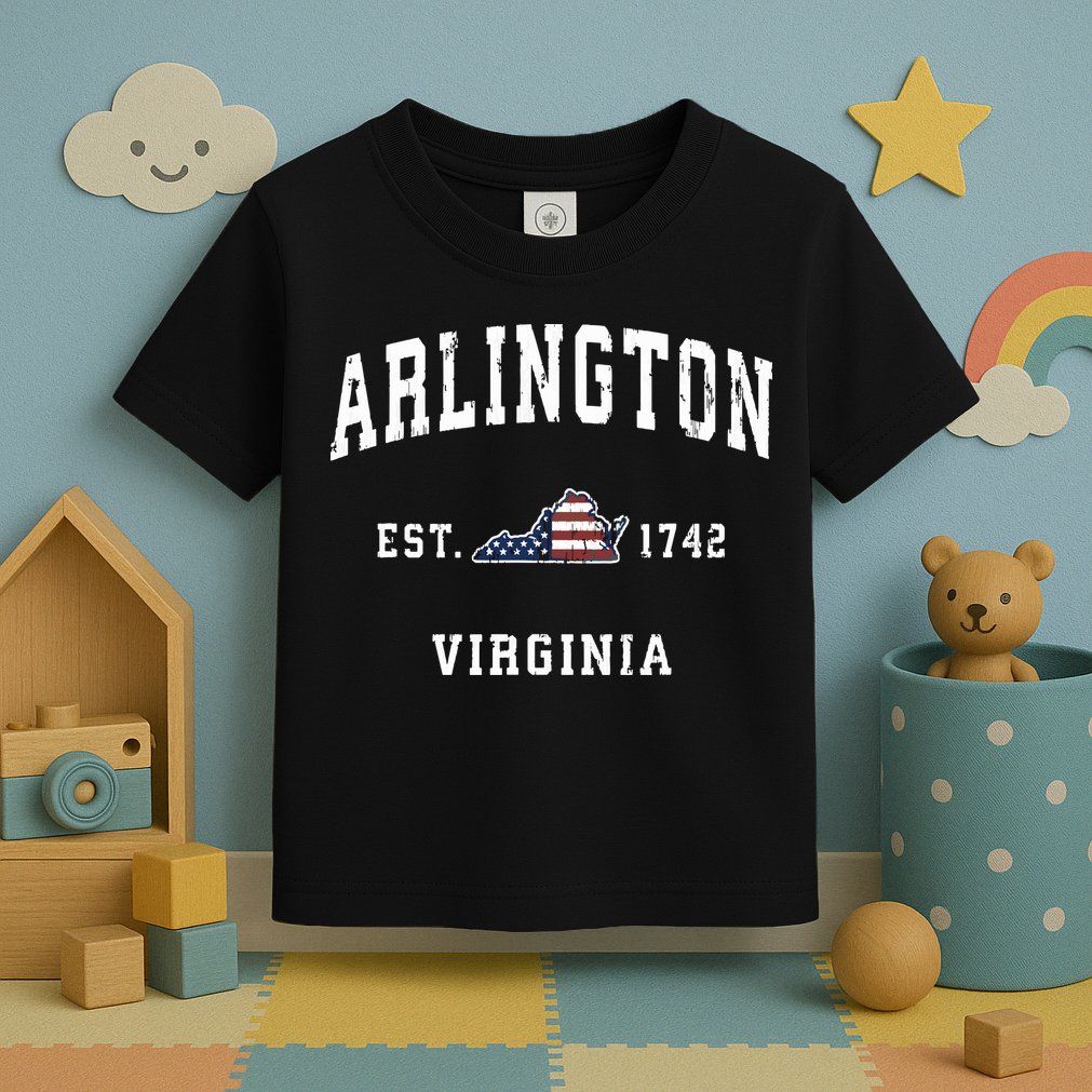 Arlington Virginia Va Vintage American Flag Sports Design Toddler T-Shirt