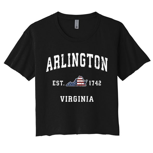 Arlington Virginia Va Vintage American Flag Sports Design Crop Top