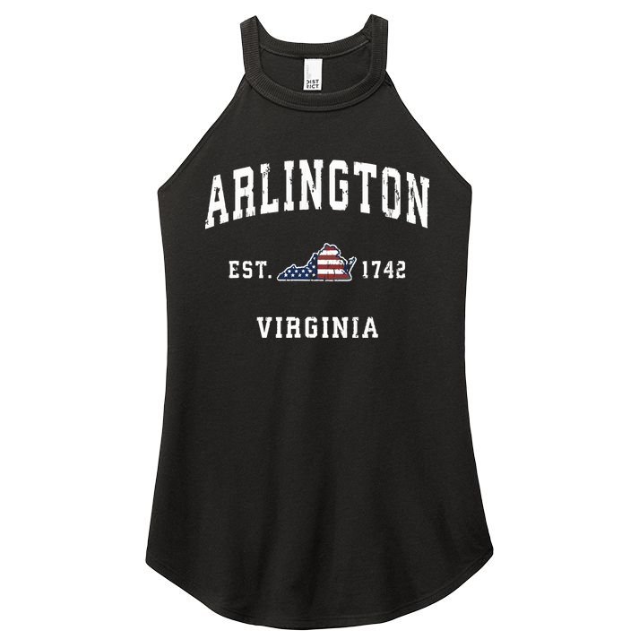 Arlington Virginia Va Vintage American Flag Sports Design Women's Perfect Tri Rocker Tank