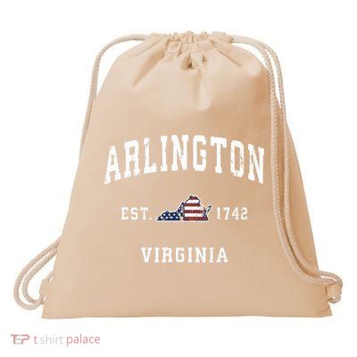 Arlington Virginia Va Vintage American Flag Sports Design Drawstring Bag