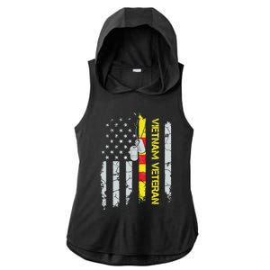 Army Vietnam Veteran Usa Flag Veteran Vietnam Army Ladies PosiCharge Tri-Blend Wicking Draft Hoodie Tank