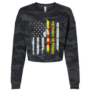 Army Vietnam Veteran Usa Flag Veteran Vietnam Army Cropped Pullover Crew