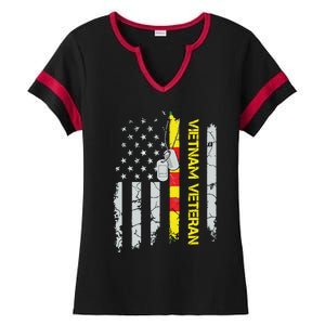 Army Vietnam Veteran Usa Flag Veteran Vietnam Army Ladies Halftime Notch Neck Tee