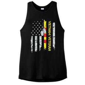 Army Vietnam Veteran Usa Flag Veteran Vietnam Army Ladies PosiCharge Tri-Blend Wicking Tank