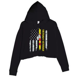 Army Vietnam Veteran Usa Flag Veteran Vietnam Army Crop Fleece Hoodie