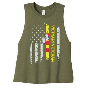 Army Vietnam Veteran Usa Flag Veteran Vietnam Army Women's Racerback Cropped Tank