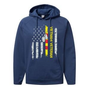 Army Vietnam Veteran Usa Flag Veteran Vietnam Army Performance Fleece Hoodie