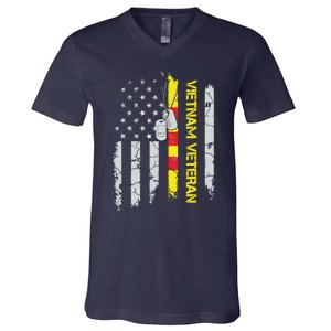 Army Vietnam Veteran Usa Flag Veteran Vietnam Army V-Neck T-Shirt