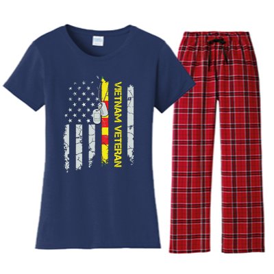 Army Vietnam Veteran Usa Flag Veteran Vietnam Army Women's Flannel Pajama Set