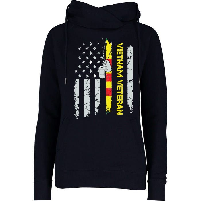 Army Vietnam Veteran Usa Flag Veteran Vietnam Army Womens Funnel Neck Pullover Hood