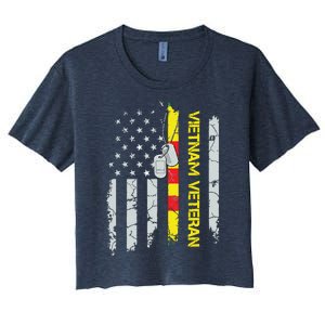 Army Vietnam Veteran Usa Flag Veteran Vietnam Army Women's Crop Top Tee