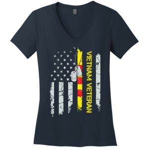 Army Vietnam Veteran Usa Flag Veteran Vietnam Army Women's V-Neck T-Shirt